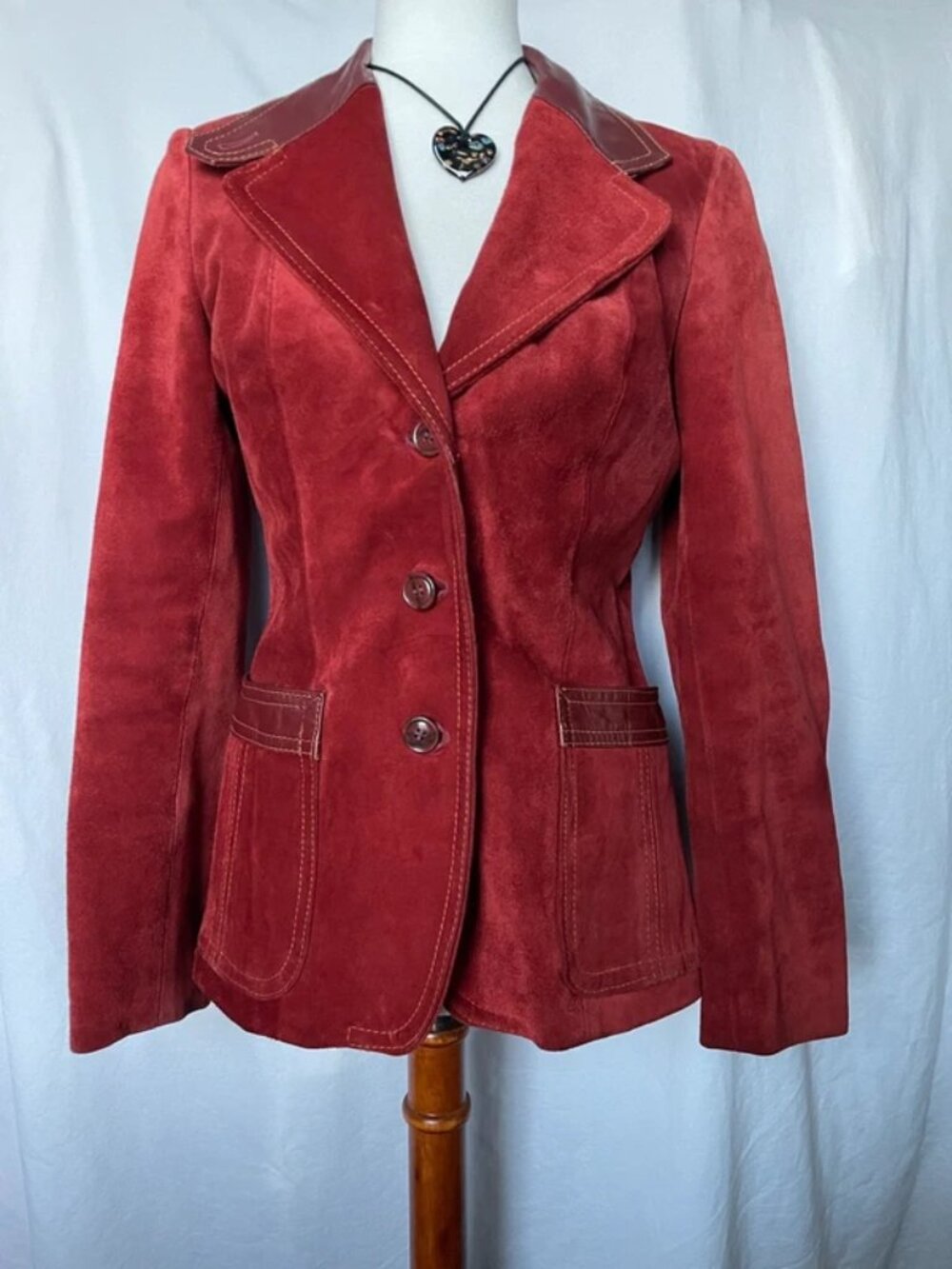 casual corner red suede leather jacket
